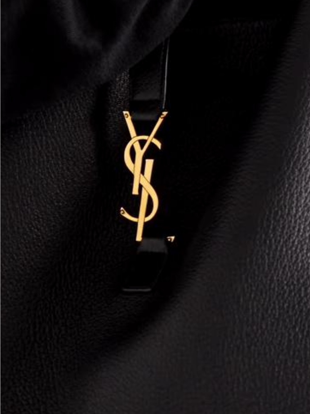 Saint Laurent Black Leather Tote with Gold YSL Charm - Picture 9 of 9